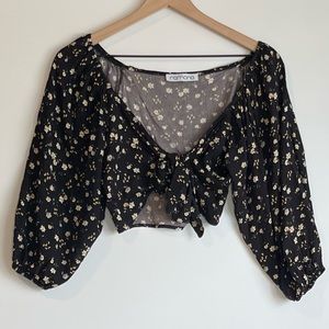Ramona floral print tie front crop top